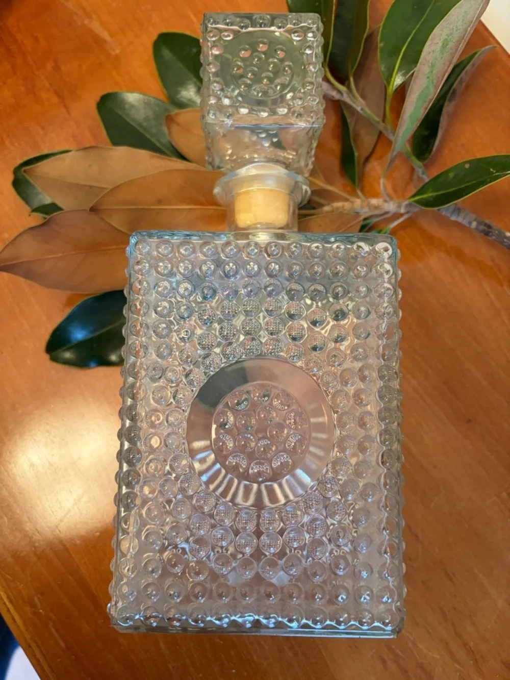 Clear Hobnail Glass Decanter with Stopper - Decorative Bar Accessory